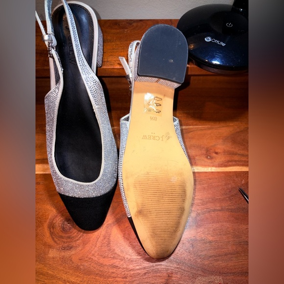 J.Crew Rhinestone Slingback Cap Toe Block Heel Shoes Size 8.5 - Picture 3 of 3